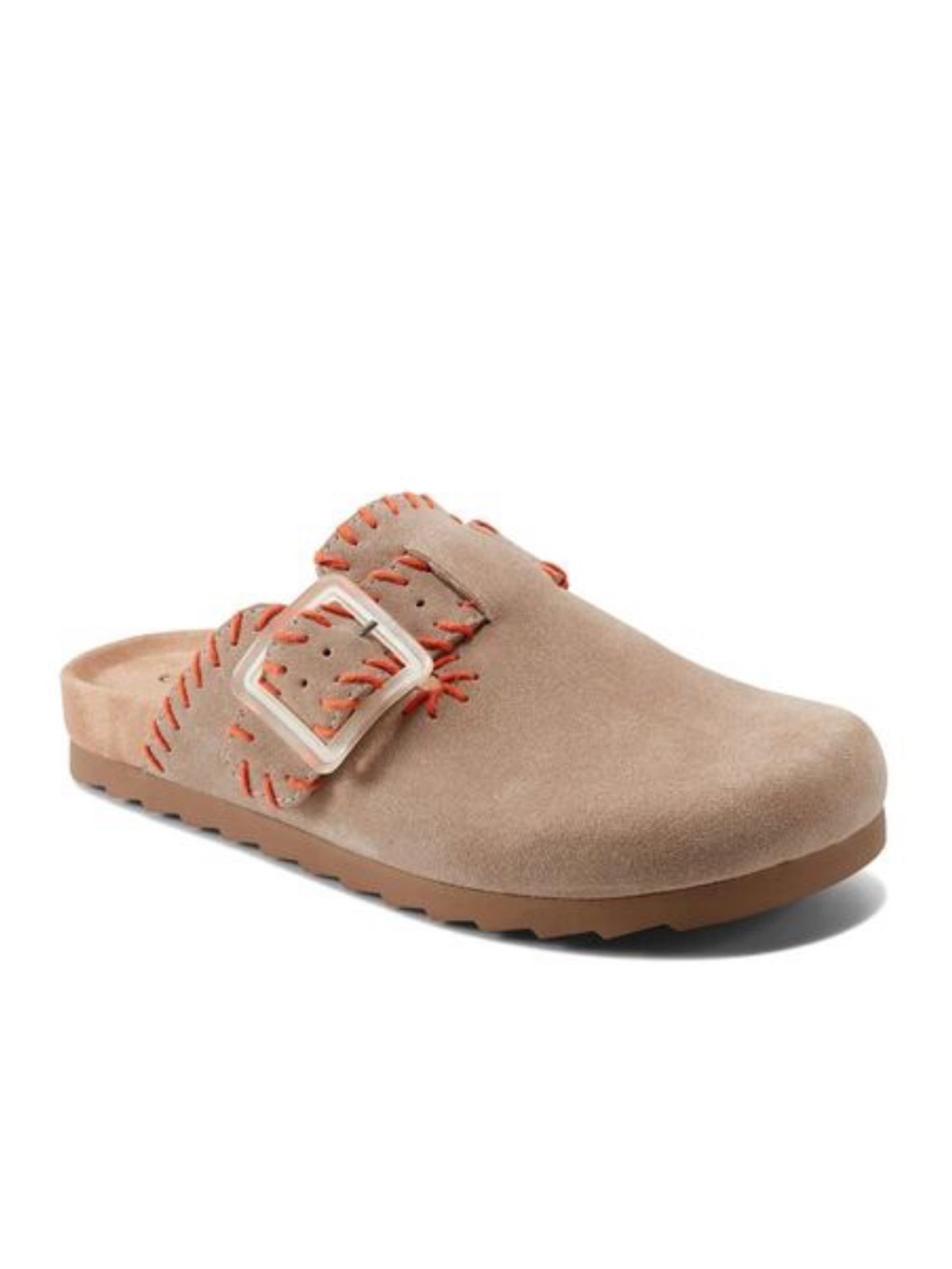 Earth Gena Leather Slip On Comfort Clog Taupe Orange 7 Boho Southwestern